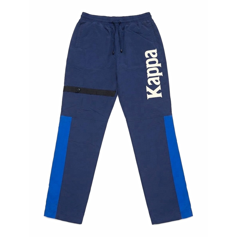 Kappa Mens XL Blue Microfiber Polyester Track Pants Drawstring Pockets Logo